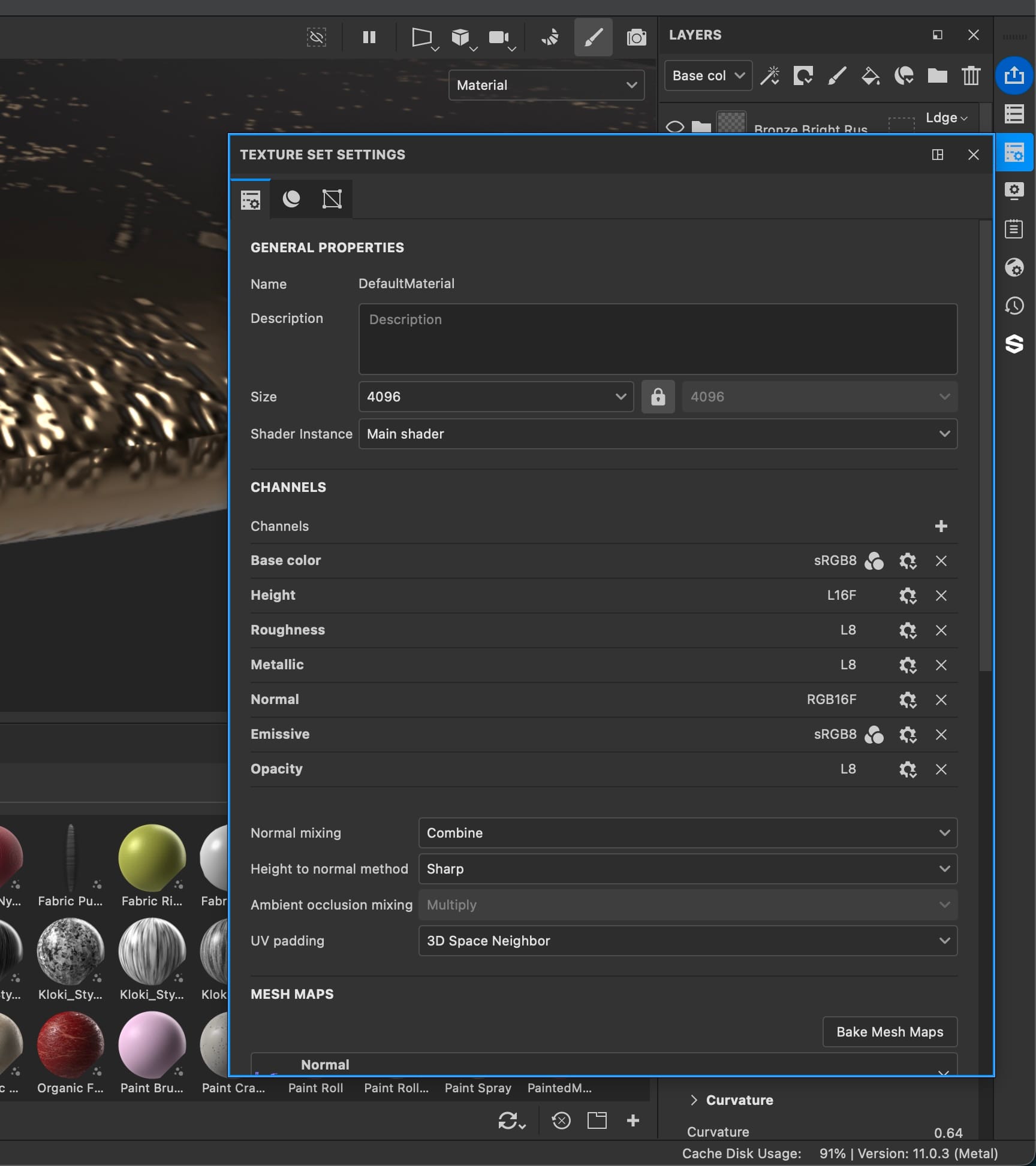 Substance Painter — bronze table texturing